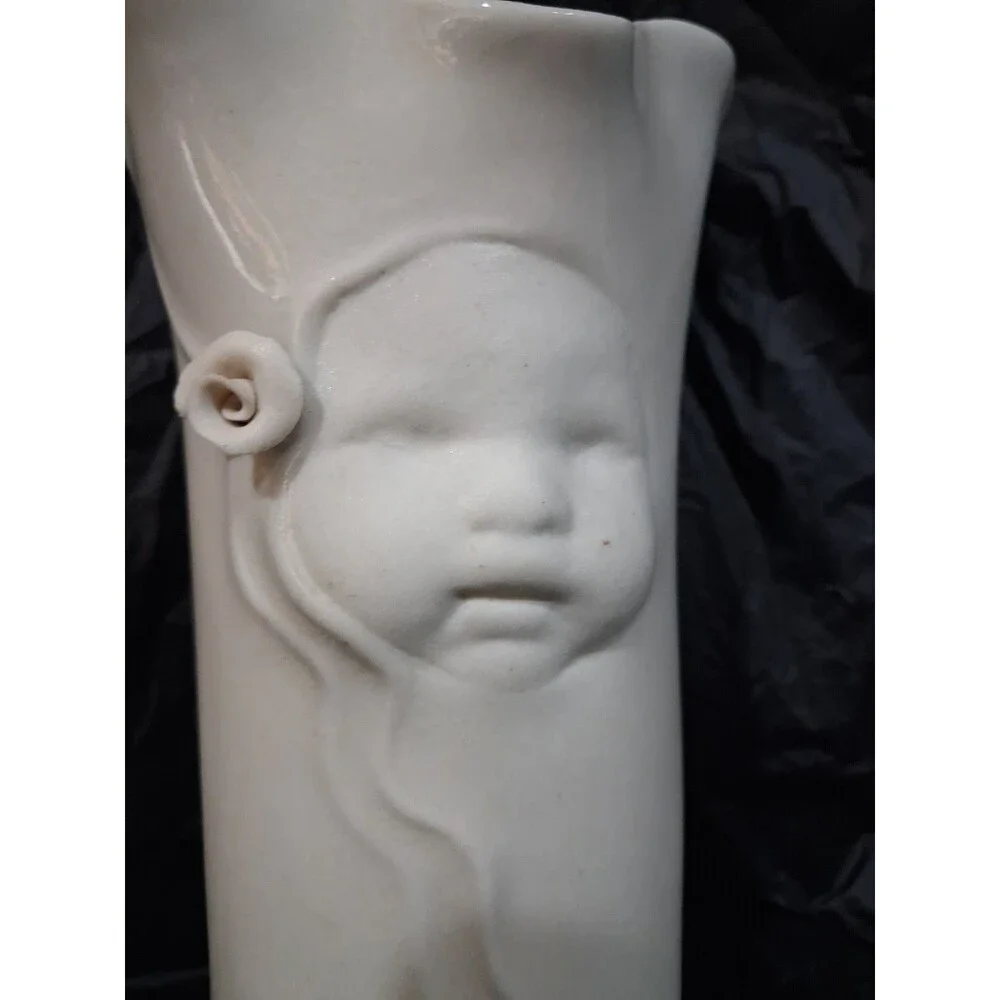 SARA LUND :: STUDIO ART PORCELAIN 7” VASE “Baby Flower” Blue Sky USA